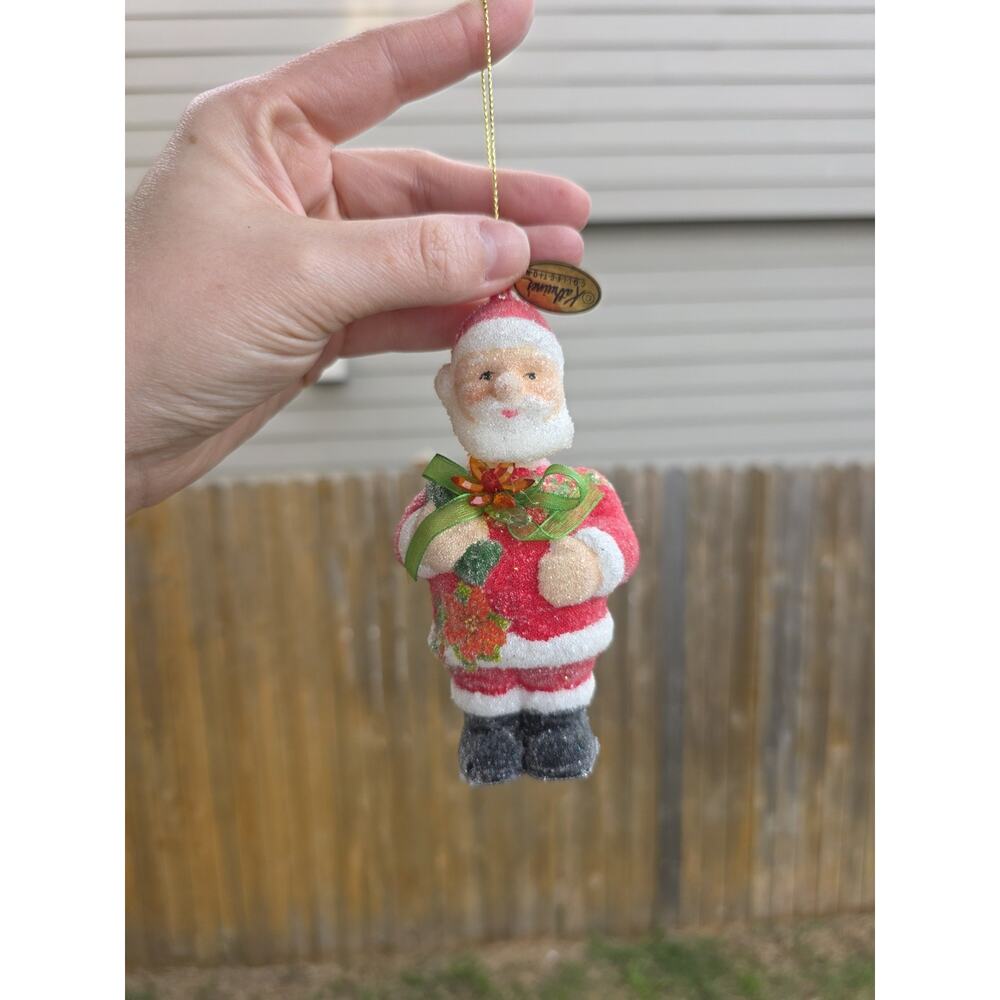 Katherine's Collection Retired Sugared Santa Ornament Vintage Glitter Santa Rare